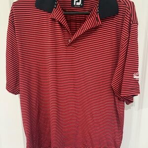 FootJoy Red and Black Striped Men's Polo Shirt A1